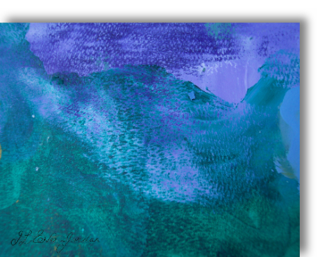 Deep dark blues, green and purple colous with some texturing