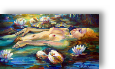Nude floating amongst Lily flowers